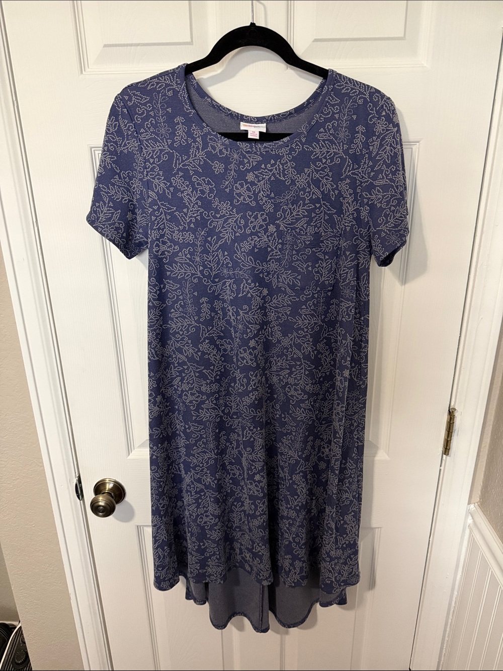 LuLaRoe Short-Sleeve Floral Midi Dress in Slate Blue